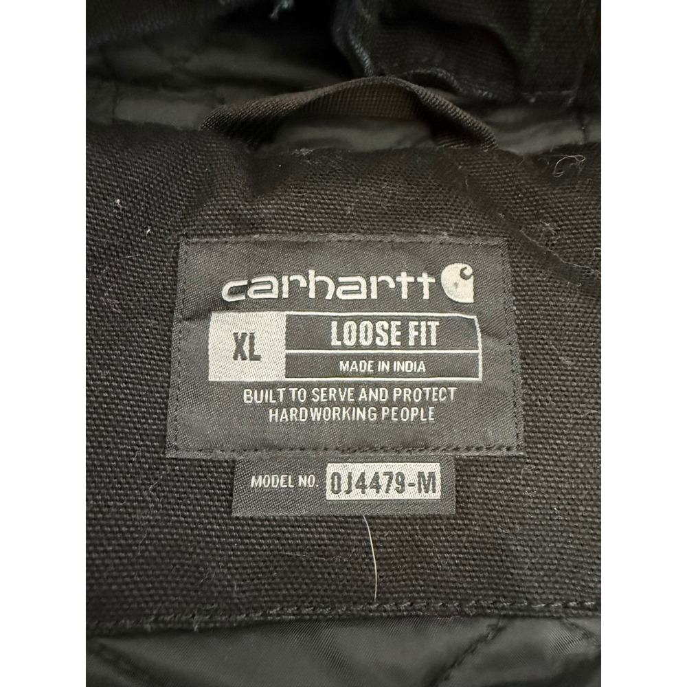 Carhartt Jacket Mens XL Heavyweight Hooded Loose Fit Quilted Black Chores - Picture 3 of 12